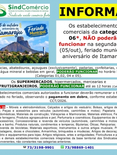 Quem abre e quem fecha no dia 05 de outubro