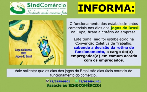 Comércio de Itamaraju e os jogos do BRASIL na copa