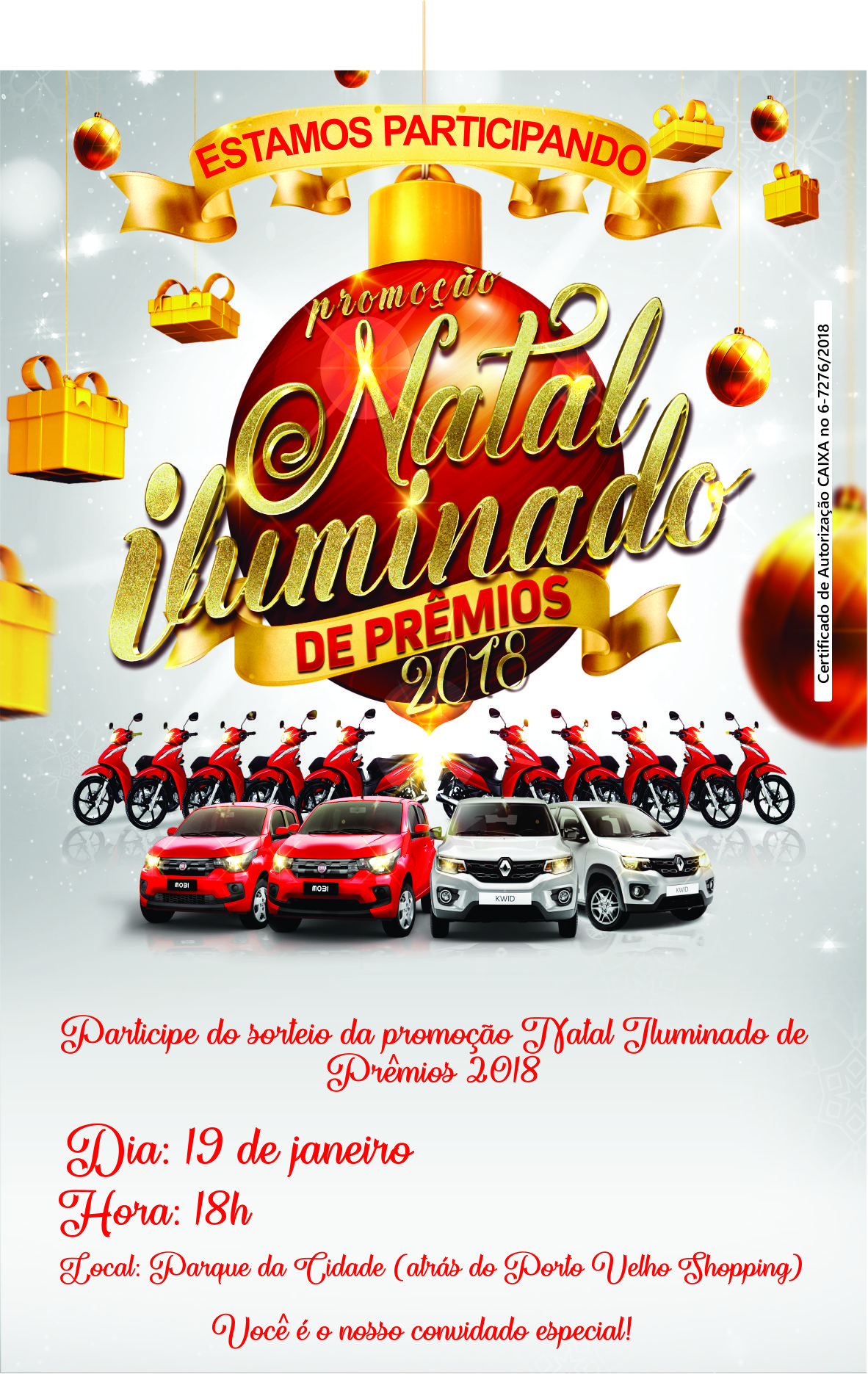 CDL de Porto Velho sorteia 10 motos e 4 carros