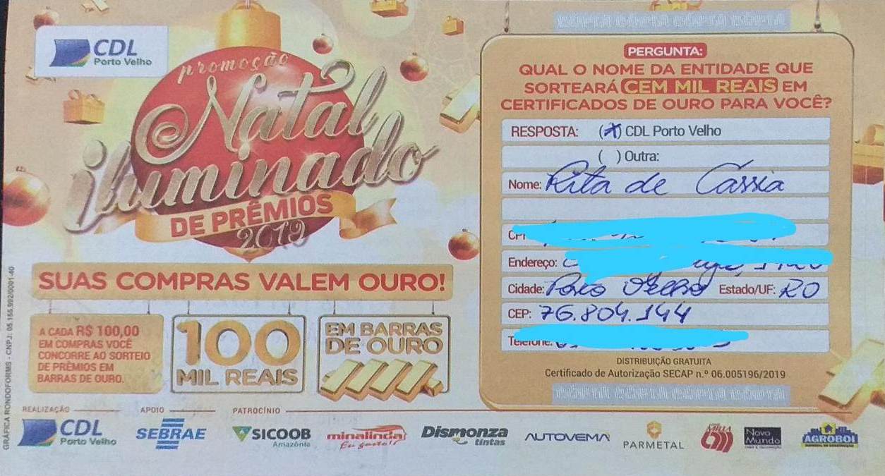 Mais um lote de barras de ouro é sorteado pela CDL