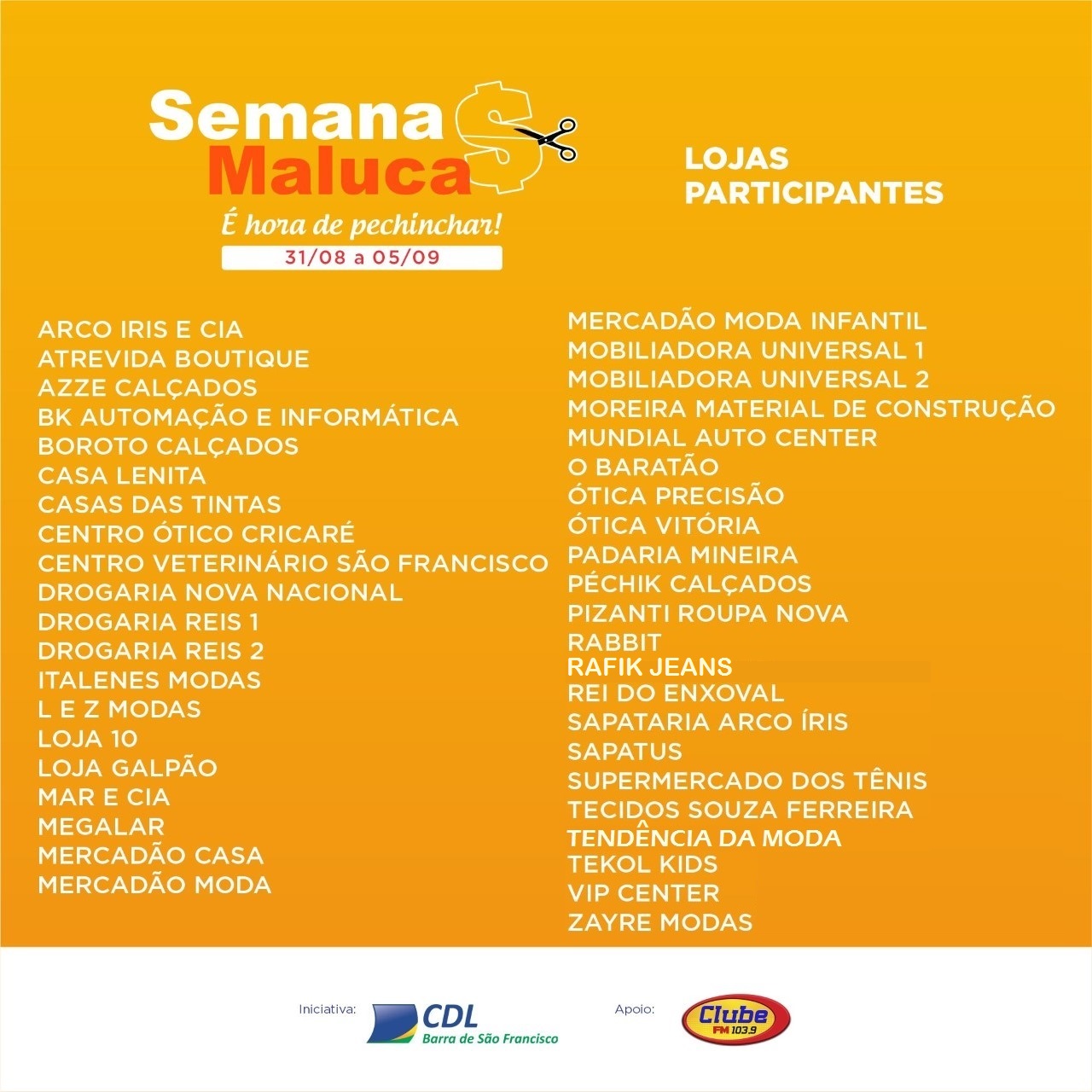 SEMANA MALUCA 2020 – LOJAS CREDENCIADAS