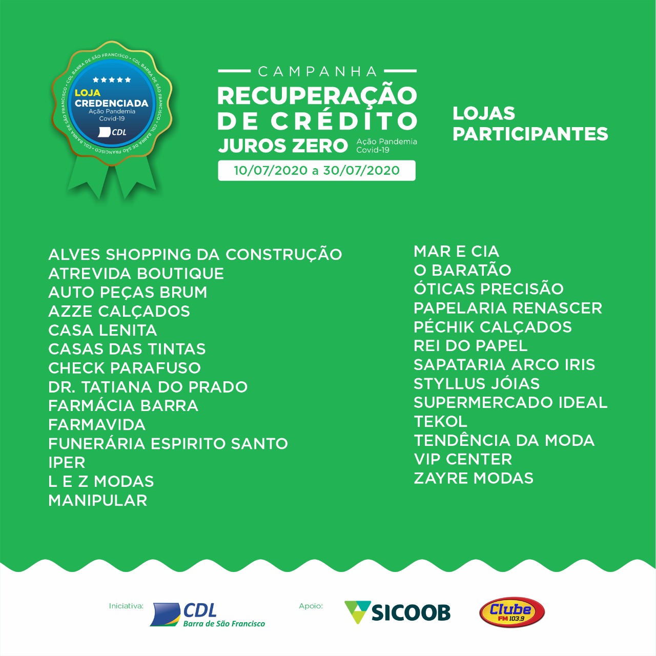 RECUPERAÇÃO DE CRÉDITO 2020 – LOJAS CREDENCIADAS