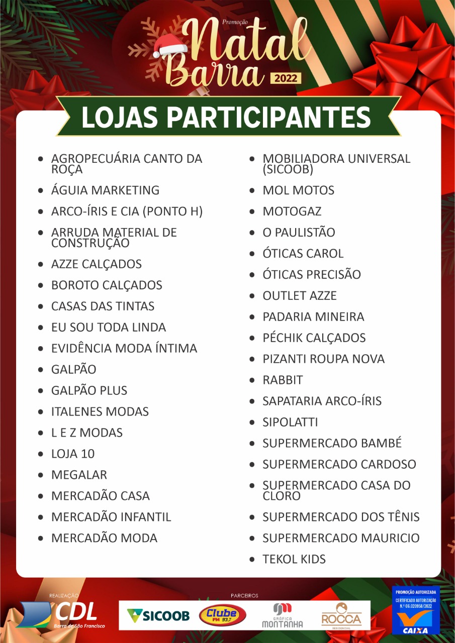 NATAL BARRA 2022 – LOJAS CREDENCIADAS