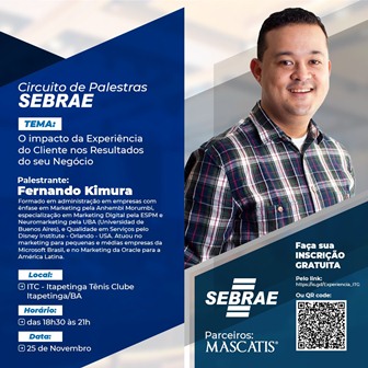 Palestra – A EXPERIÊNCIA QUE FAZ A DIFERENÇA !! Dia 25/11/2021 Participe