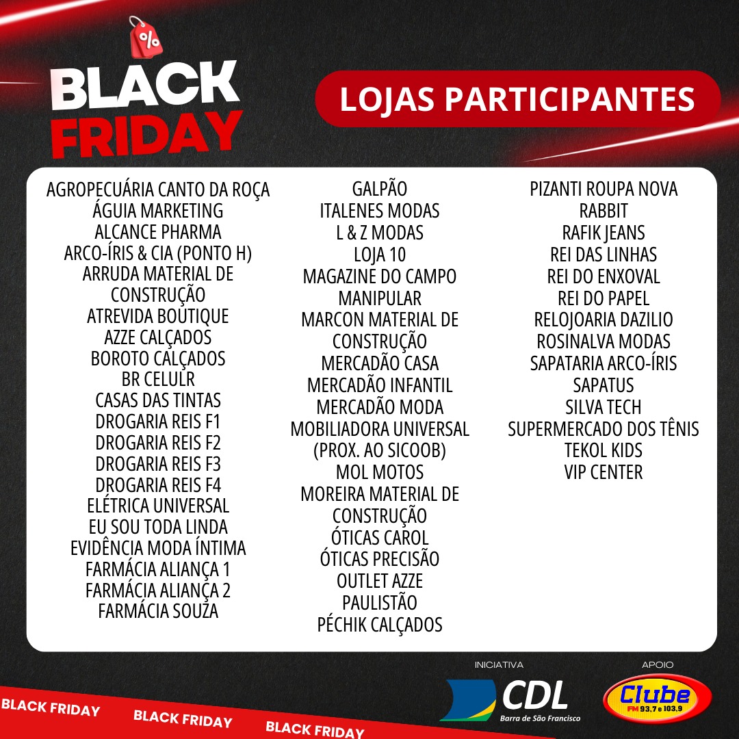 BLACK FRIDAY CDL 2023 – LOJAS CREDENCIADAS