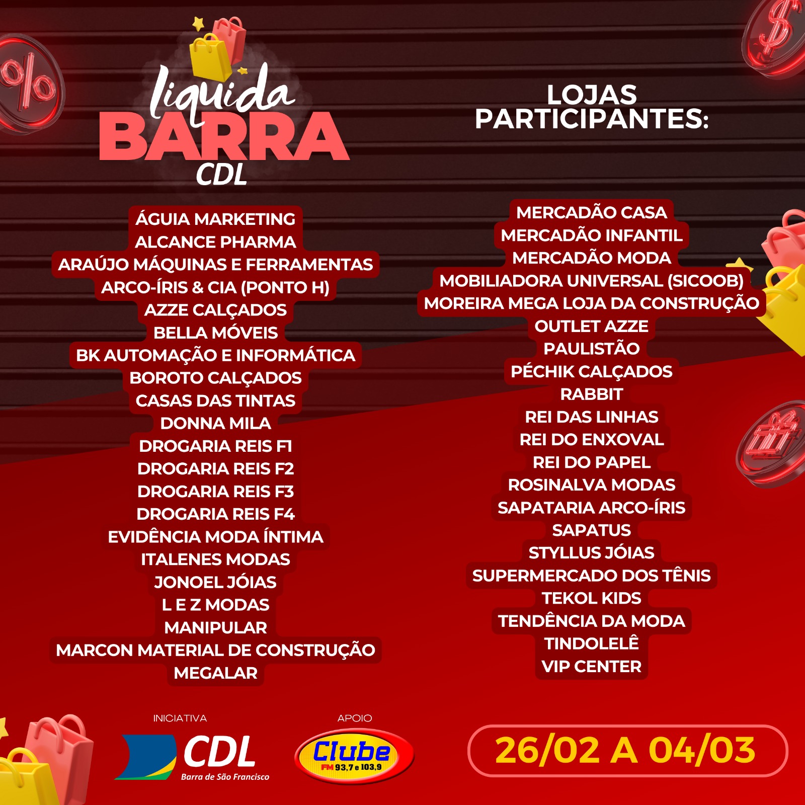 LIQUIDA BARRA CDL 2024 – LOJAS CREDENCIADAS