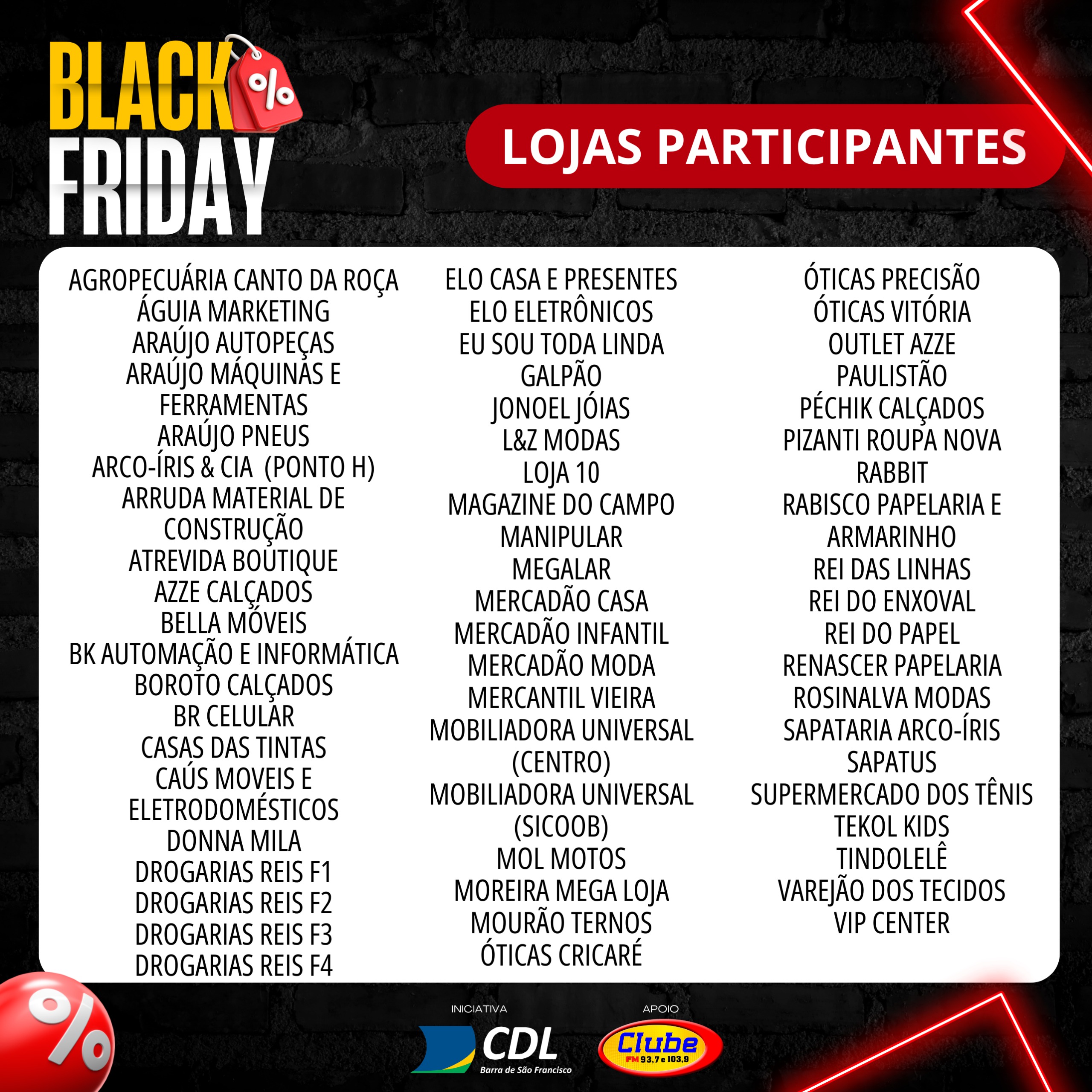 BLACK FRIDAY CDL 2024 – LOJAS CREDENCIADAS