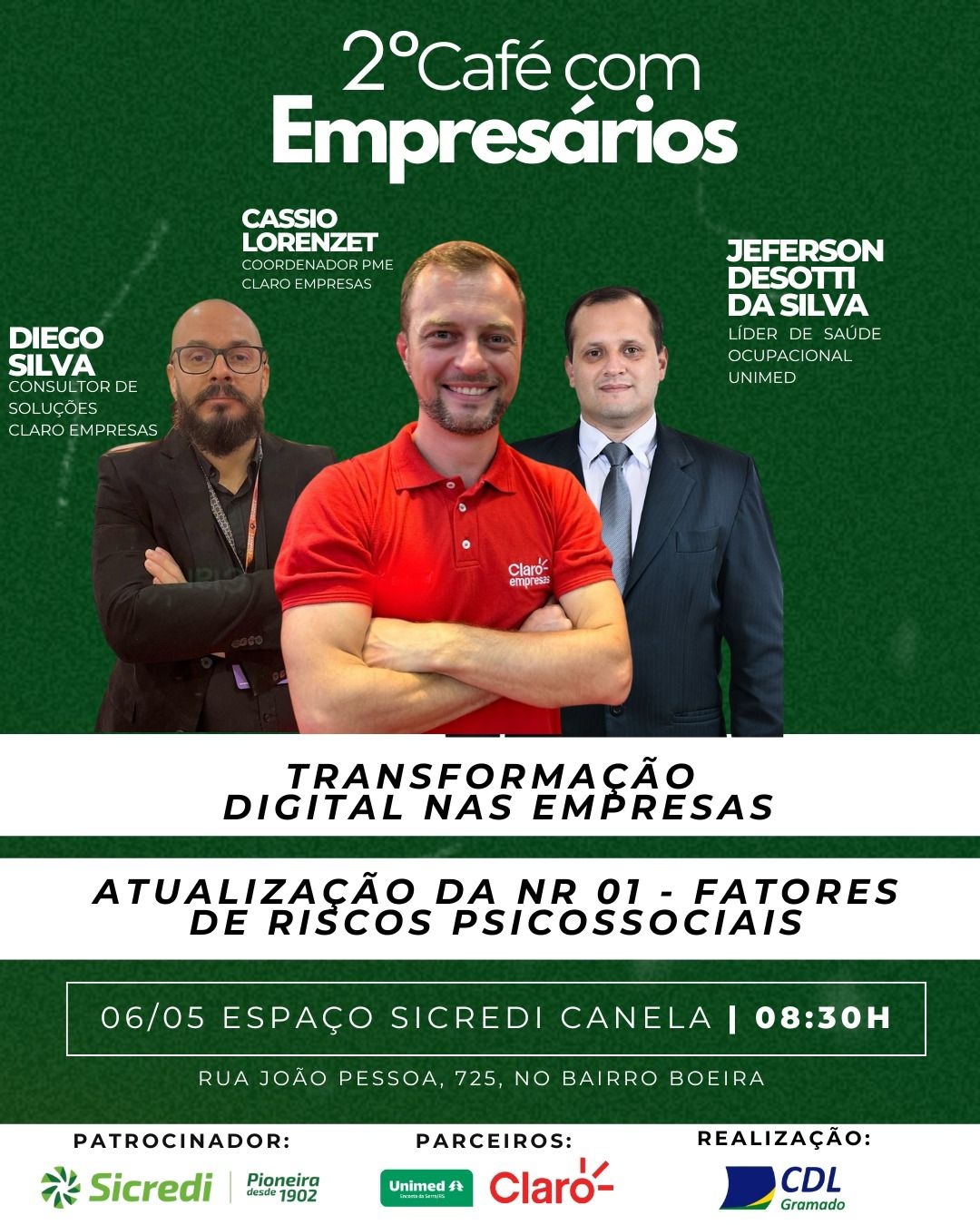 2° Café com Empresários da CDL Gramado em parceria com a Sicredi Pioneira dia 06/05☕