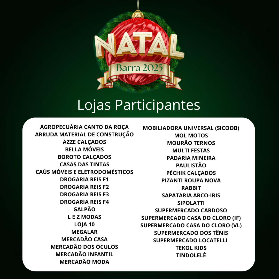 NATAL BARRA 2025 – LOJAS CREDENCIADAS