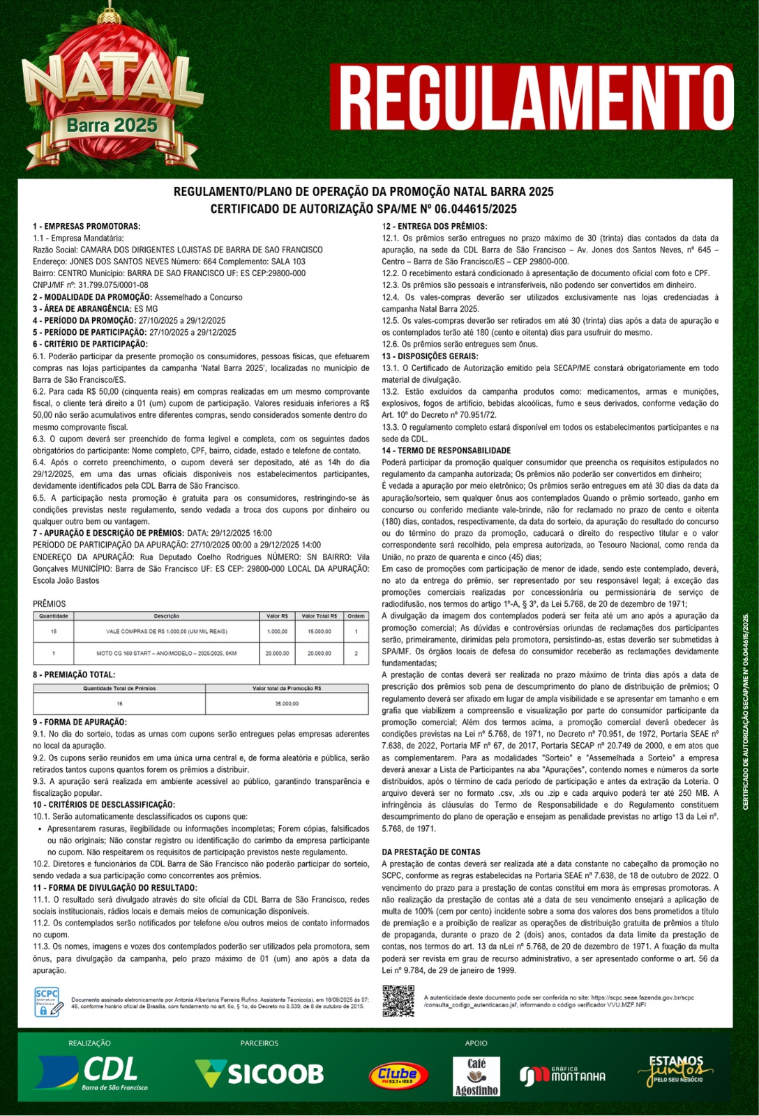NATAL BARRA 2025 – REGULAMENTO