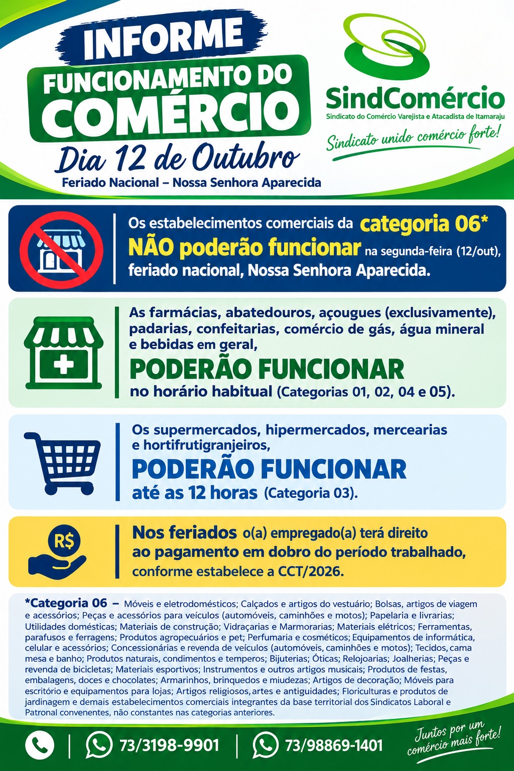 Quem abre e quem fecha no dia 12 de outubro